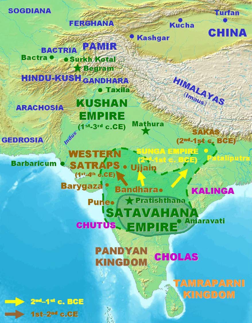 Map of India in the second and first century CE.