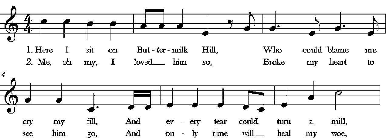 The lyrics and notes for the song, "Johnny Has Gone for a Soldier."