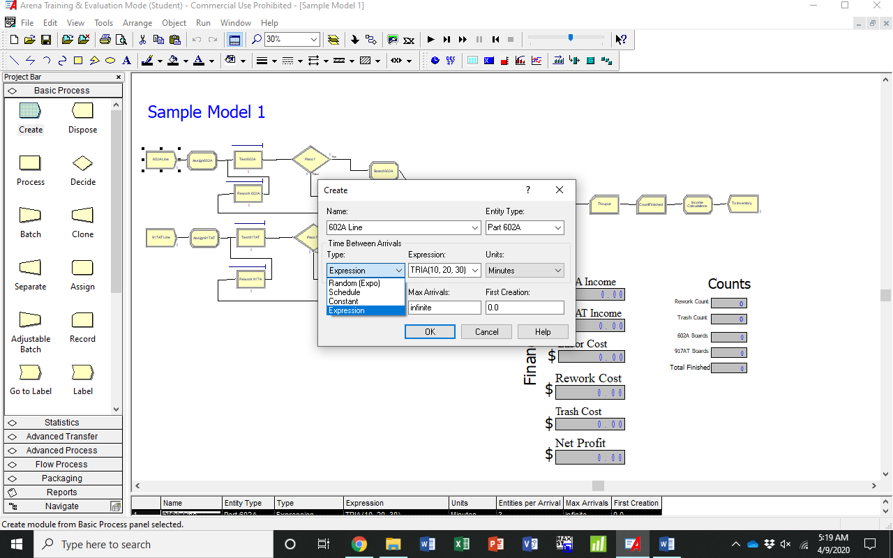 Process simulation in arena software (see online version for colours)