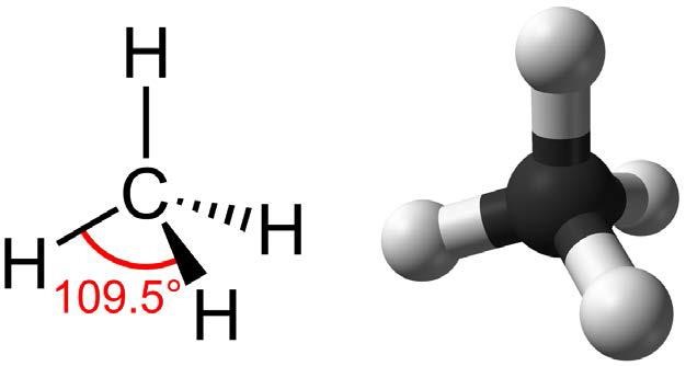 A three dimensional model of methane. 