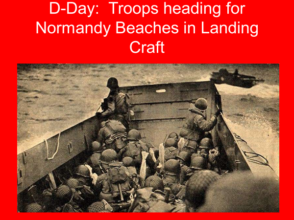 d-day: troops heading for normandy beaches in landing craft
