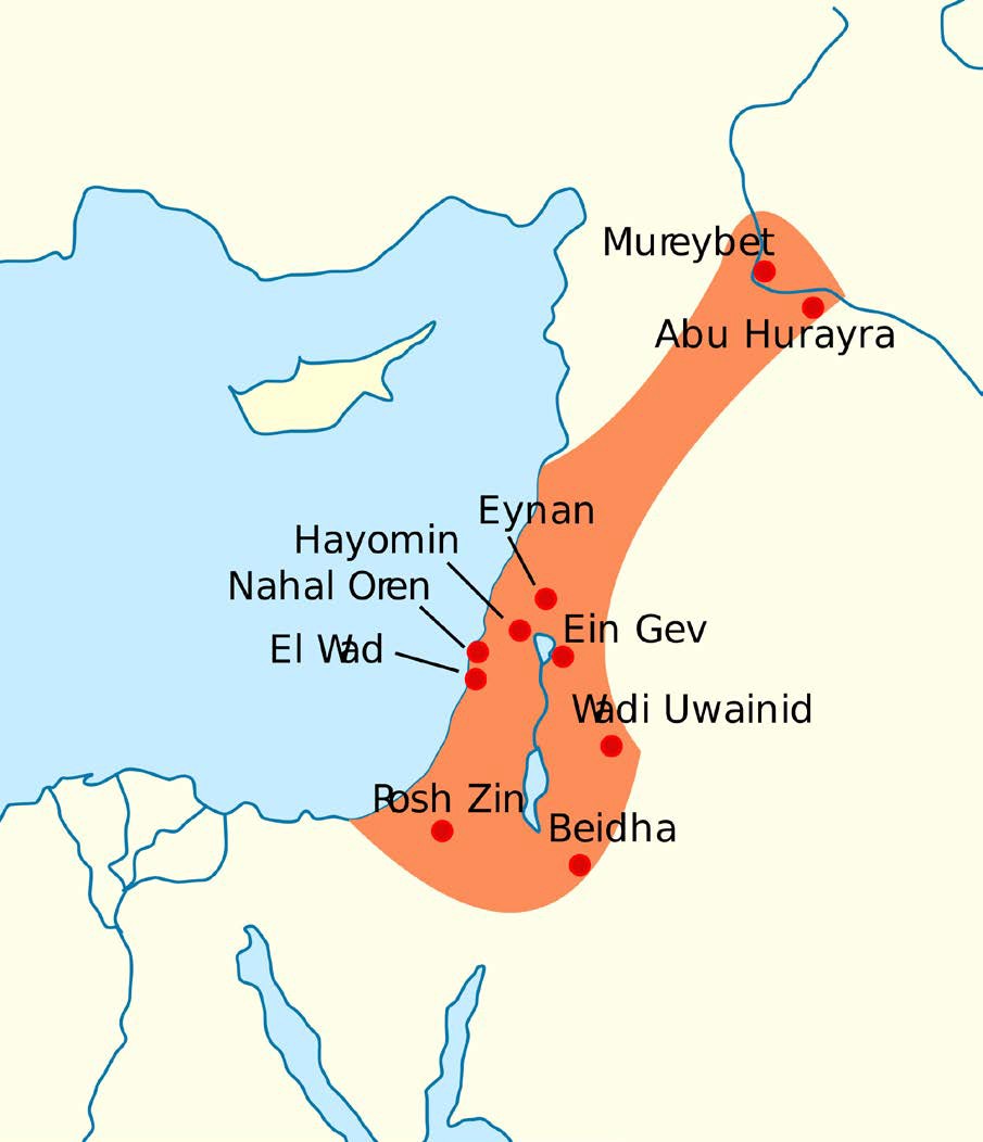 Map showing the Natufian Spread.