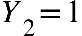 Y subscript 2 equals 1