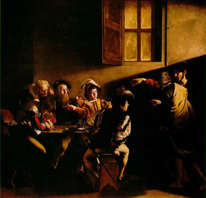 The Calling of St. Mathew by Caravaggio (1571–1610)