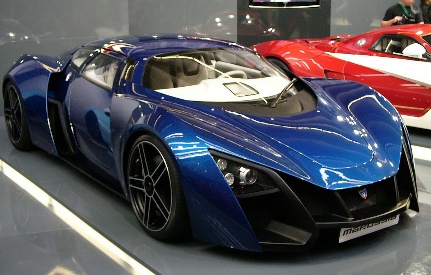 a fancy blue car