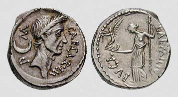 Coin of Caesar from 44 BCE. Caesar’s Image on One Side, and Venus on the reverse.