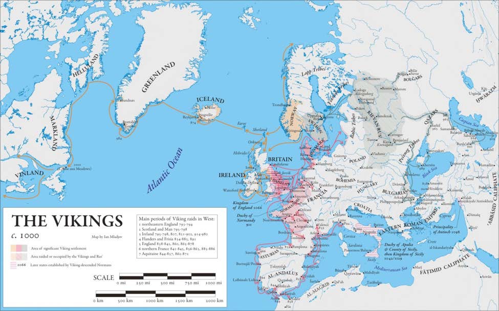 Map of The Vikings c. 1000 CE