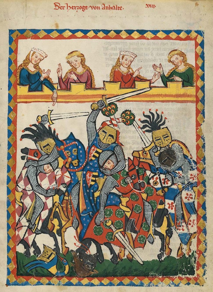 Thirteenth-Century Knights Fighting in a Tournament