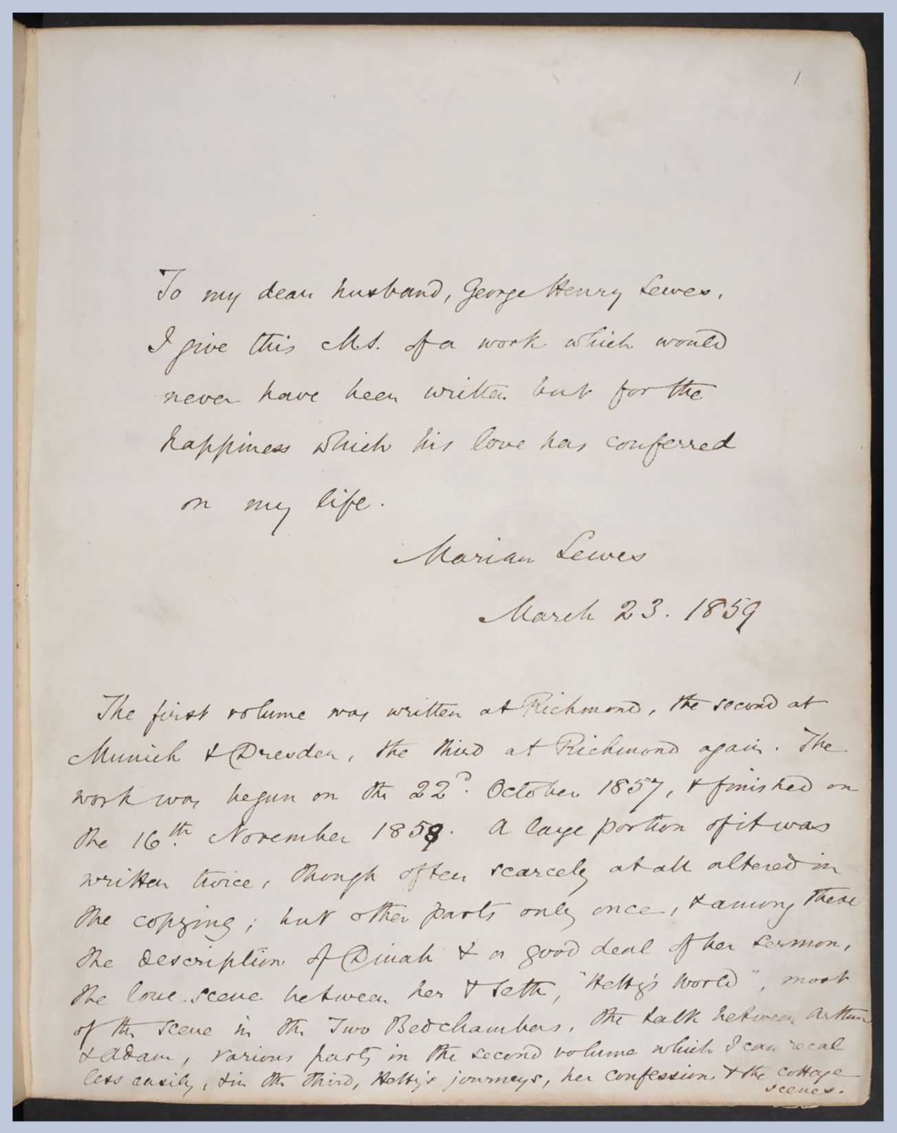 Original manuscript of Adam Bede 