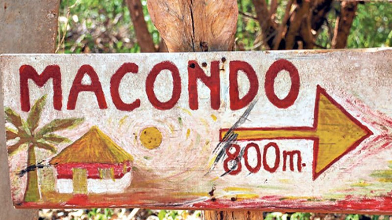 a sign for Macondo