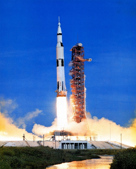 A picture showing the launch of a rocket.