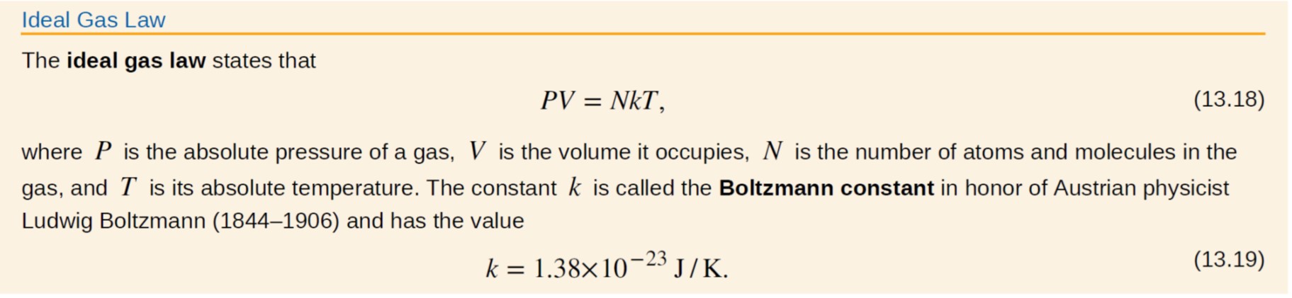 Ideal Gas Law | College physics by Paul Peter Urone; Roger Hinrichs; Kim Dirks; Manjula Sharma; OpenStax College,
Publisher:	Houston, Texas : OpenStax College, Rice University, [2013]