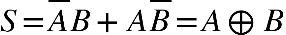 S equals top enclose A B plus A top enclose B equals A circled plus B