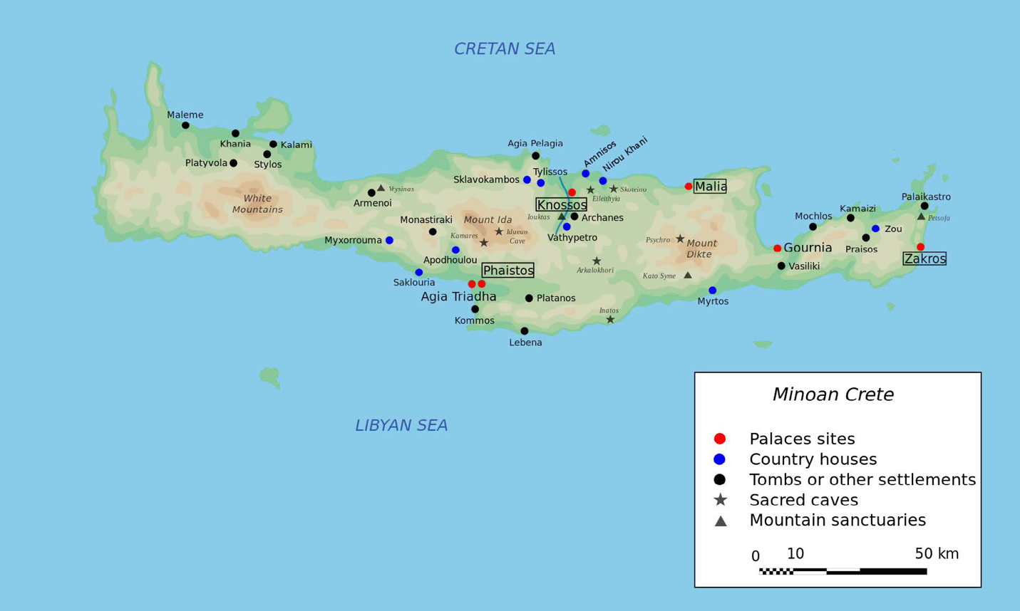 Map of Minoan Crete