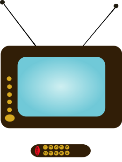 A television and a remote control.
