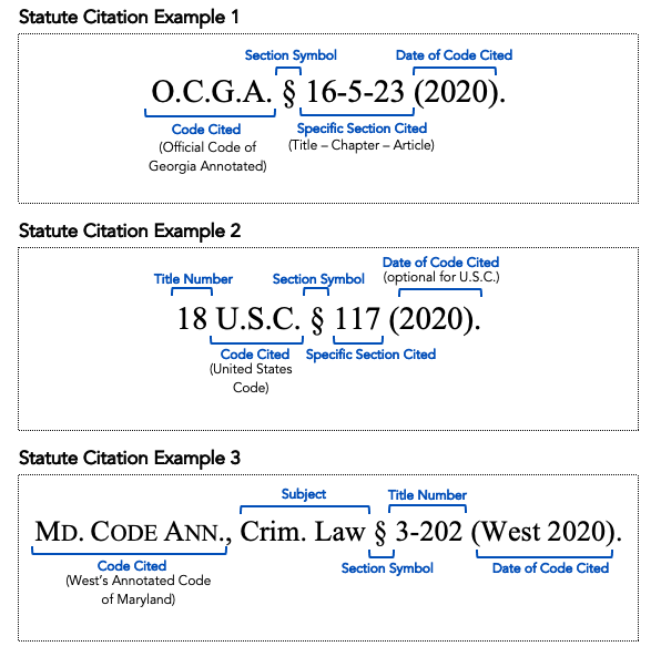 Examples of Statute Citations