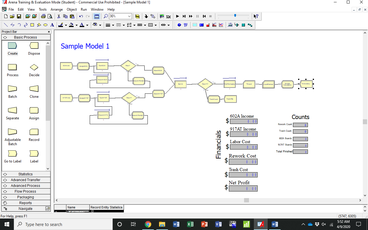 Process simulation in arena software (see online version for colours)