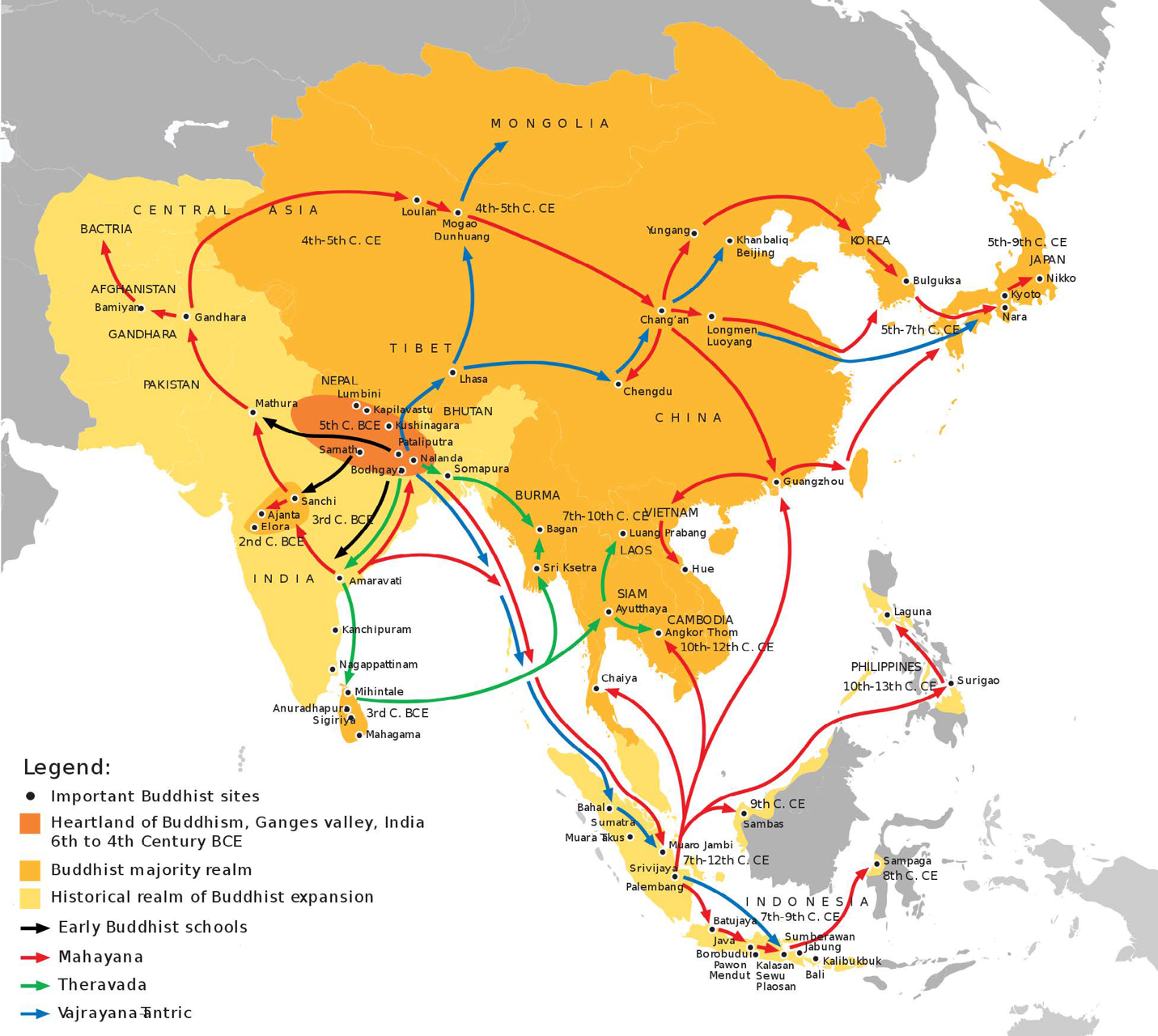 Map of Expansion of Buddhism