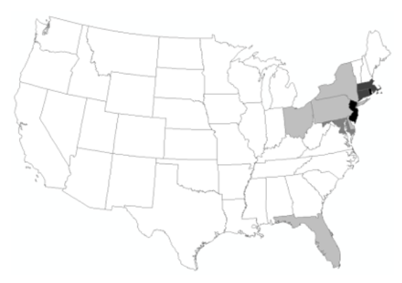choropleth map of population per square mile